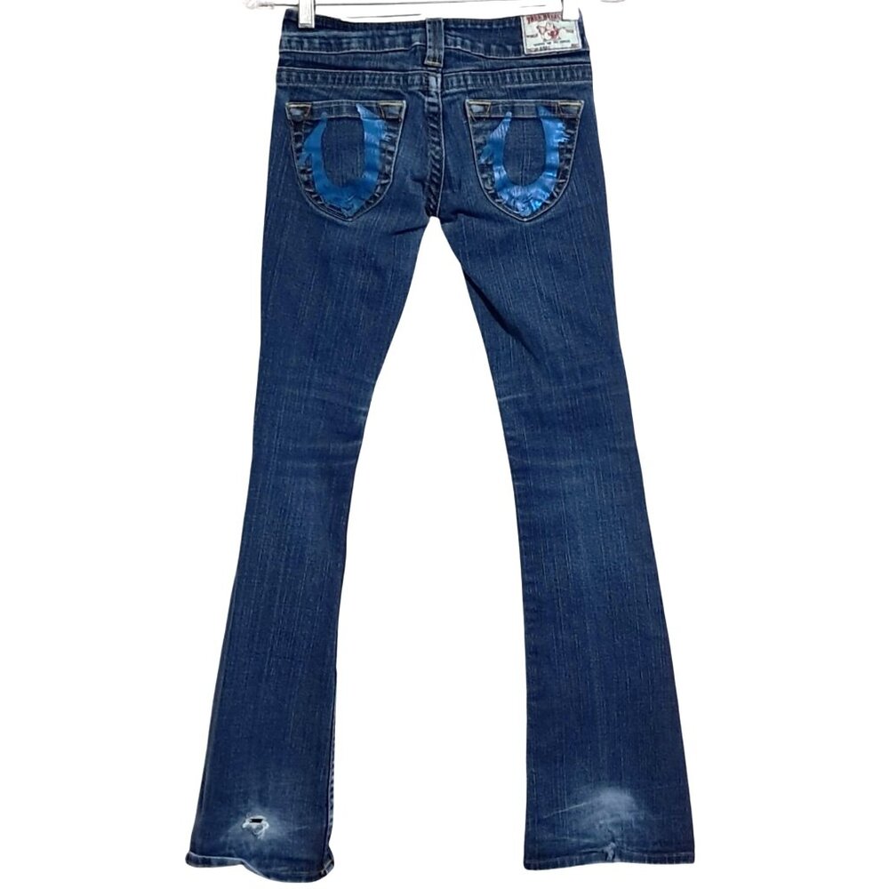 True Religion Jeans Womens Size 25 Bobby Painted Horseshoe Bootcut Denim US 2008